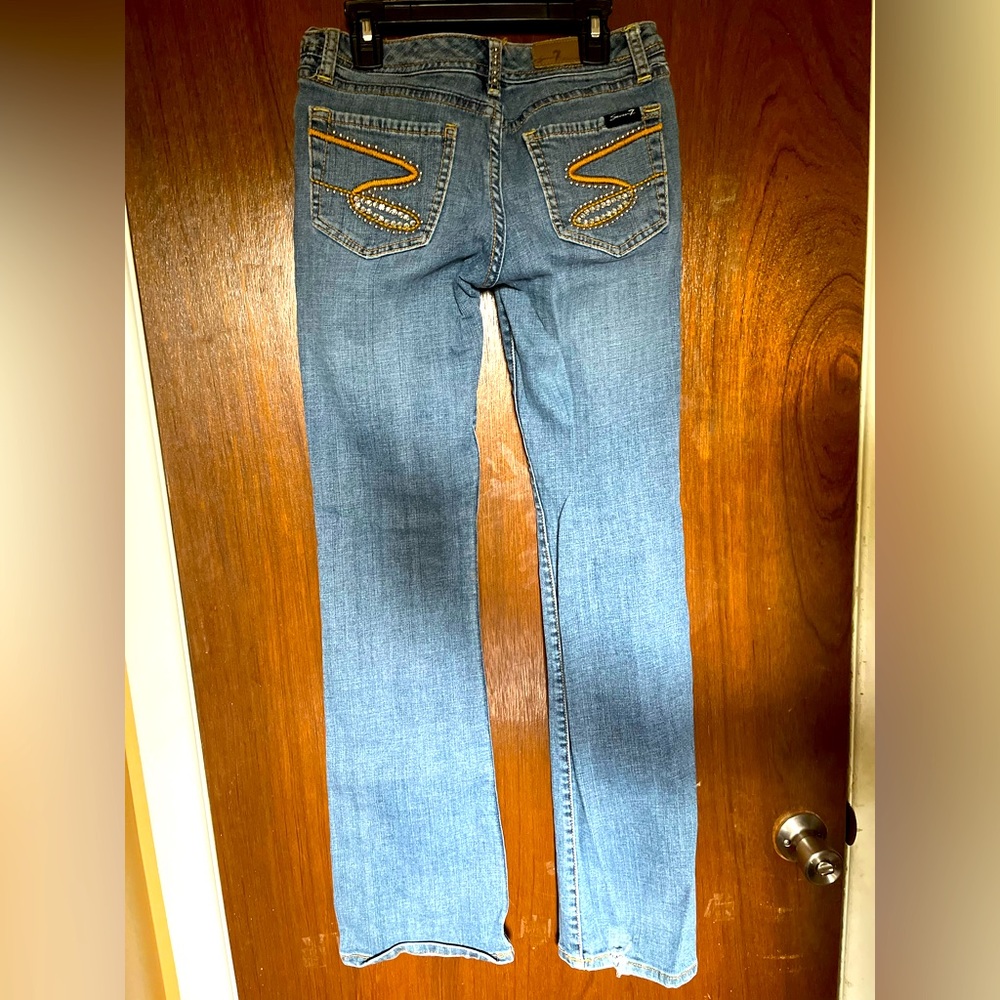 Vintage Like New Blue Embellished Size Sz 27 Seven Sev7n 7 Denim Jeans